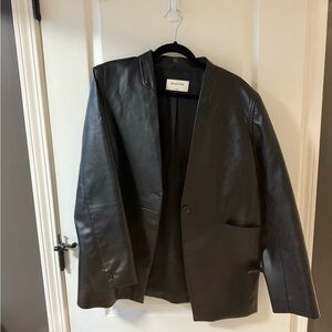 Babaton Charcoal Leather Jacket Aritzia